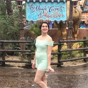 Mint Off the Shoulder Romper